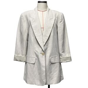 Vintage Courtenay Womens Size 14 Grey Linen Blend Blazer